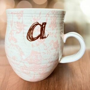 Anthropologie Homegrown Monogram Mug Pink Floral A